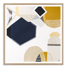 Australian Outback Road 3 abstract landscape artwork by Melbourne-based Australian artist Ani Ipradjian, featuring earthy mustard tones and ocean blues inspired by a cross-country journey from Melbourne to Perth, celebrating Australia’s vast outback roads, rugged terrain, and contemporary Australian art style.