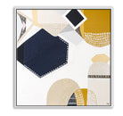 Australian Outback Road 3 abstract landscape artwork by Melbourne-based Australian artist Ani Ipradjian, featuring earthy mustard tones and ocean blues inspired by a cross-country journey from Melbourne to Perth, celebrating Australia’s vast outback roads, rugged terrain, and contemporary Australian art style.