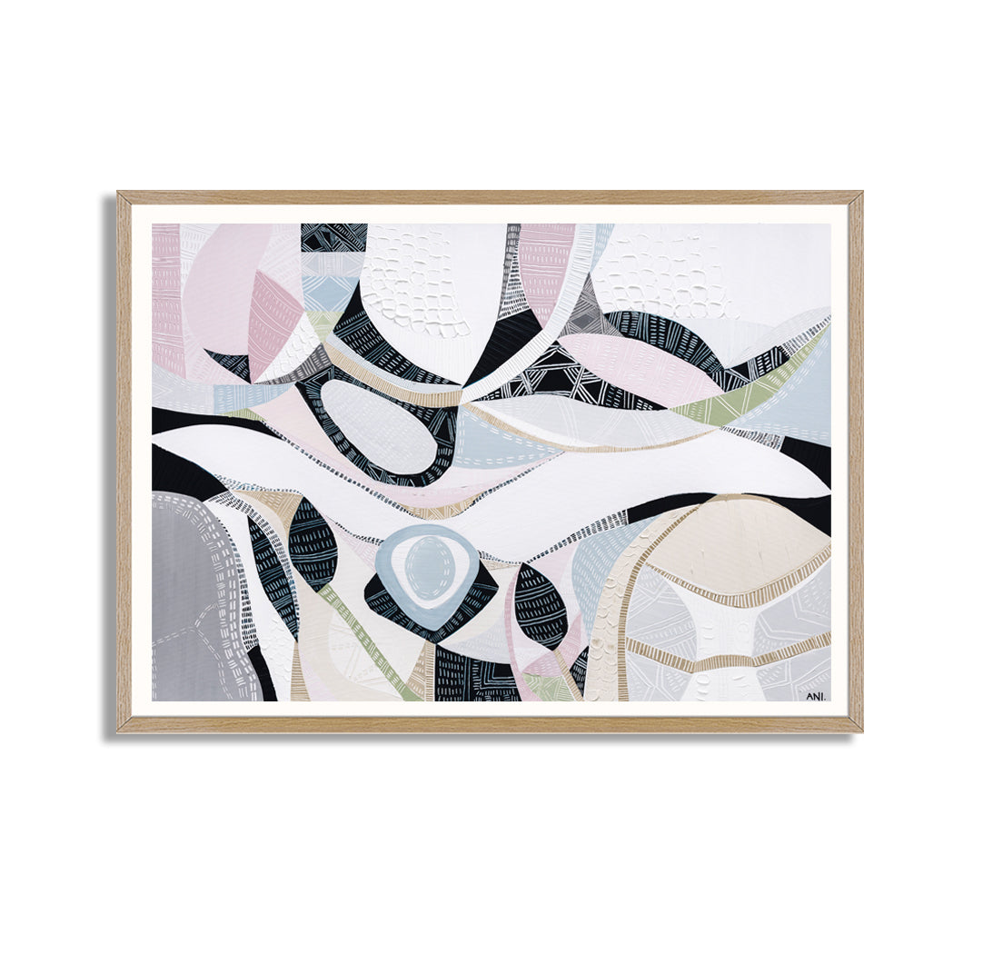 Australian Pink Lakes abstract landscape art print and painting by Australian artist Ani Ipradjian, inspired by iconic pink salt lakes across Australia, with bold pink hues, textured layers, and contemporary design ideal for modern interiors and art collectors worldwide.