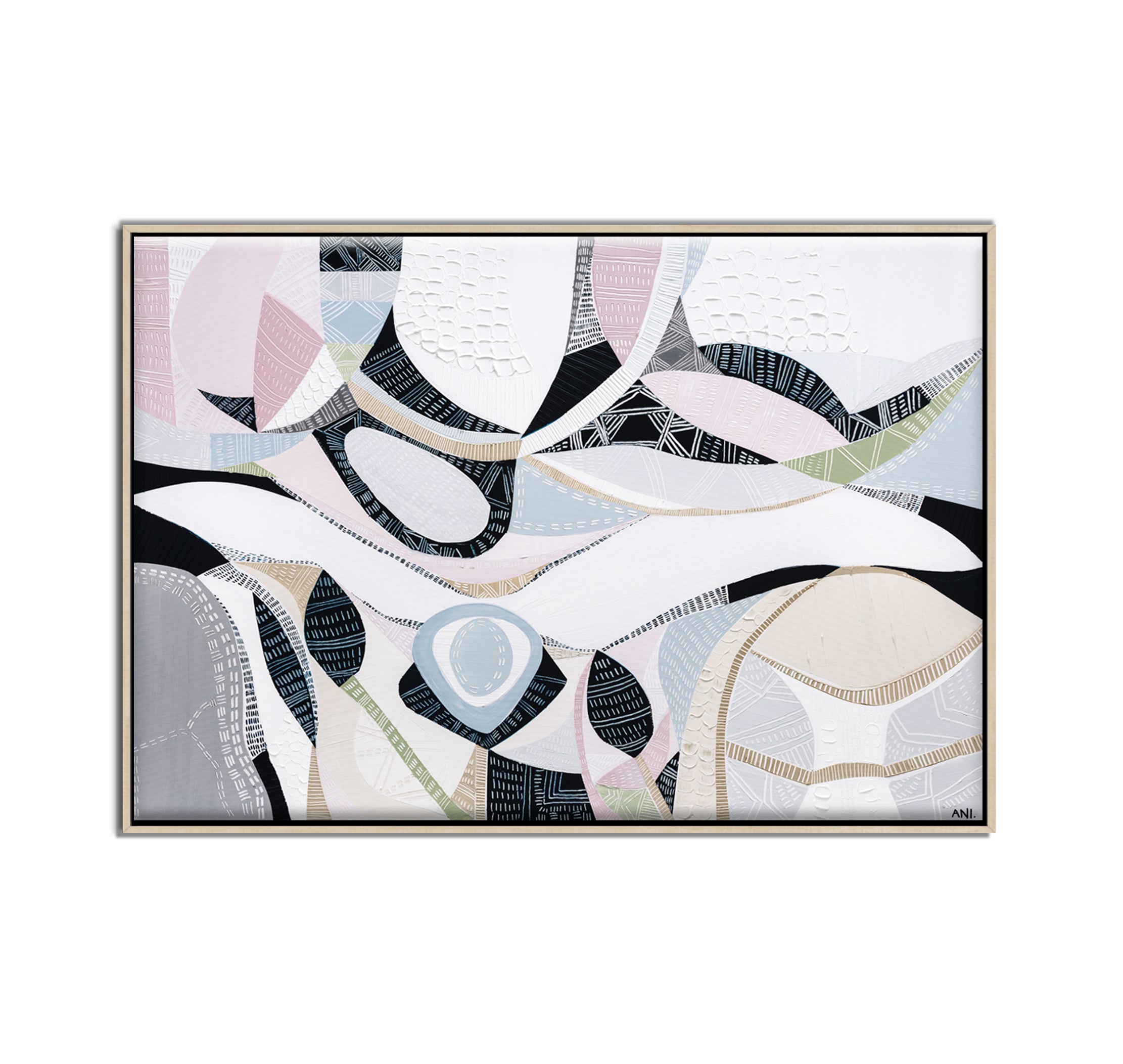 Australian Pink Lakes abstract landscape art print and painting by Australian artist Ani Ipradjian, inspired by iconic pink salt lakes across Australia, with bold pink hues, textured layers, and contemporary design ideal for modern interiors and art collectors worldwide.