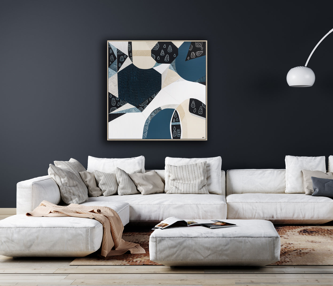  Original abstract painting titled "Australian Stone" by Melbourne-based artist Ani Ipradjian, featuring textured layers and earthy tones inspired by Australia's iconic bluestone landscapes.