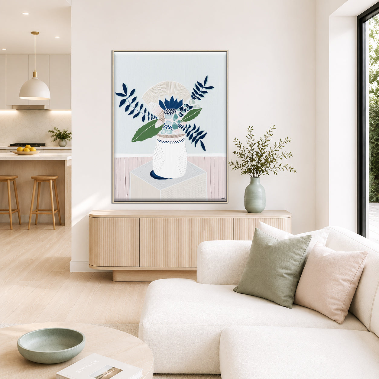"Australian Flower" – Original abstract floral painting by Australian artist Ani Ipradjian, featuring coastal-inspired colours and native garden blooms from her Abstract Bouquet collection.