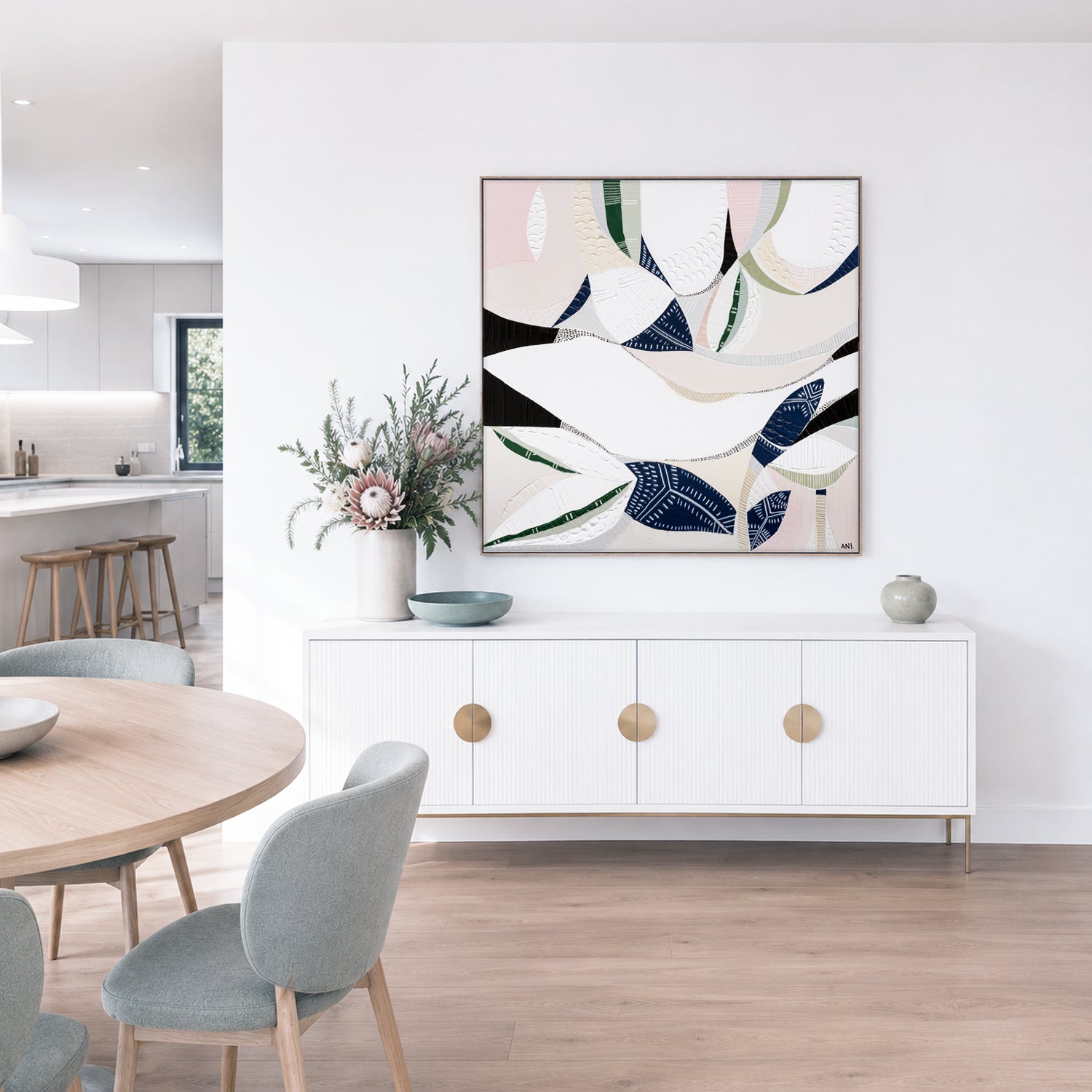 "Australian Wild Flower 1" – Original floral painting by Australian artist Ani Ipradjian, featuring abstract native wildflowers and textured earth tones, similar to the artwork featured on The Block 2022.