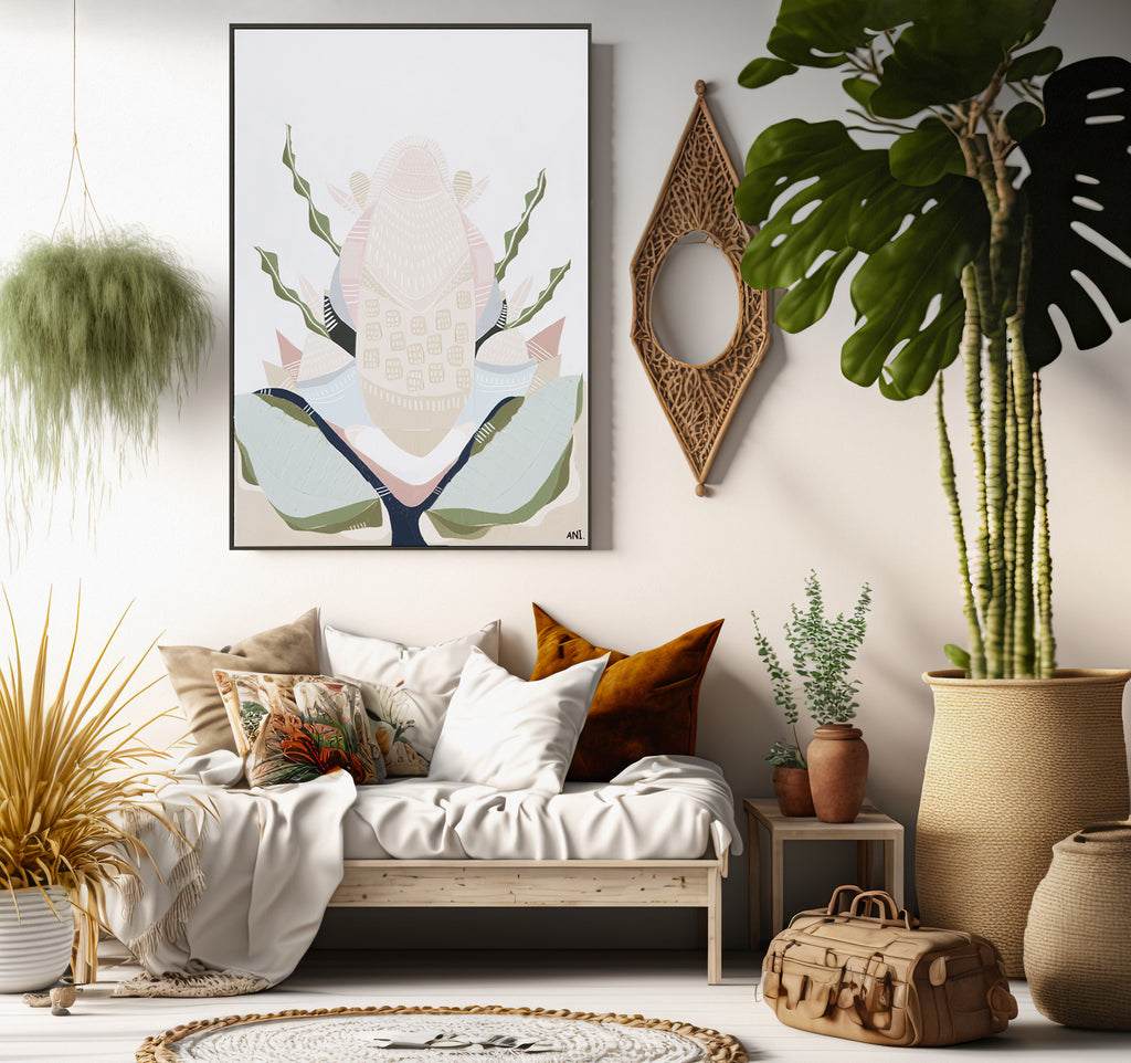 Banksia By the Sea 1 Print with a black frame