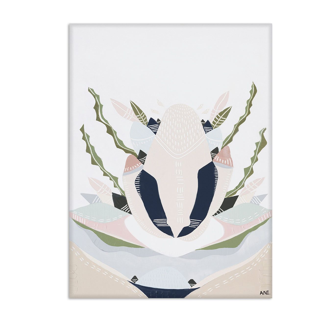 Banksia by the Sea 2 print by Ani Ipradjian – abstract floral artwork inspired by coastal Banksia trees and native plants on Australia’s Mornington Peninsula, featuring earthy textures and botanical forms.