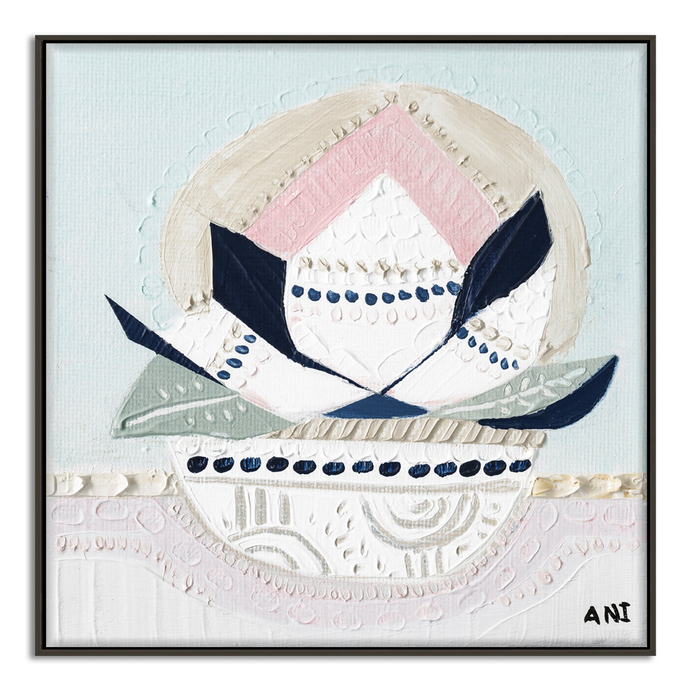 Banksia Crown abstract botanical art print by Australian artist Ani Ipradjian, inspired by the Australian Banksia flower and Crown Chakra symbolism, featuring layered textures and organic forms representing nature, spirituality, and contemporary Australian floral wall art for modern interiors.