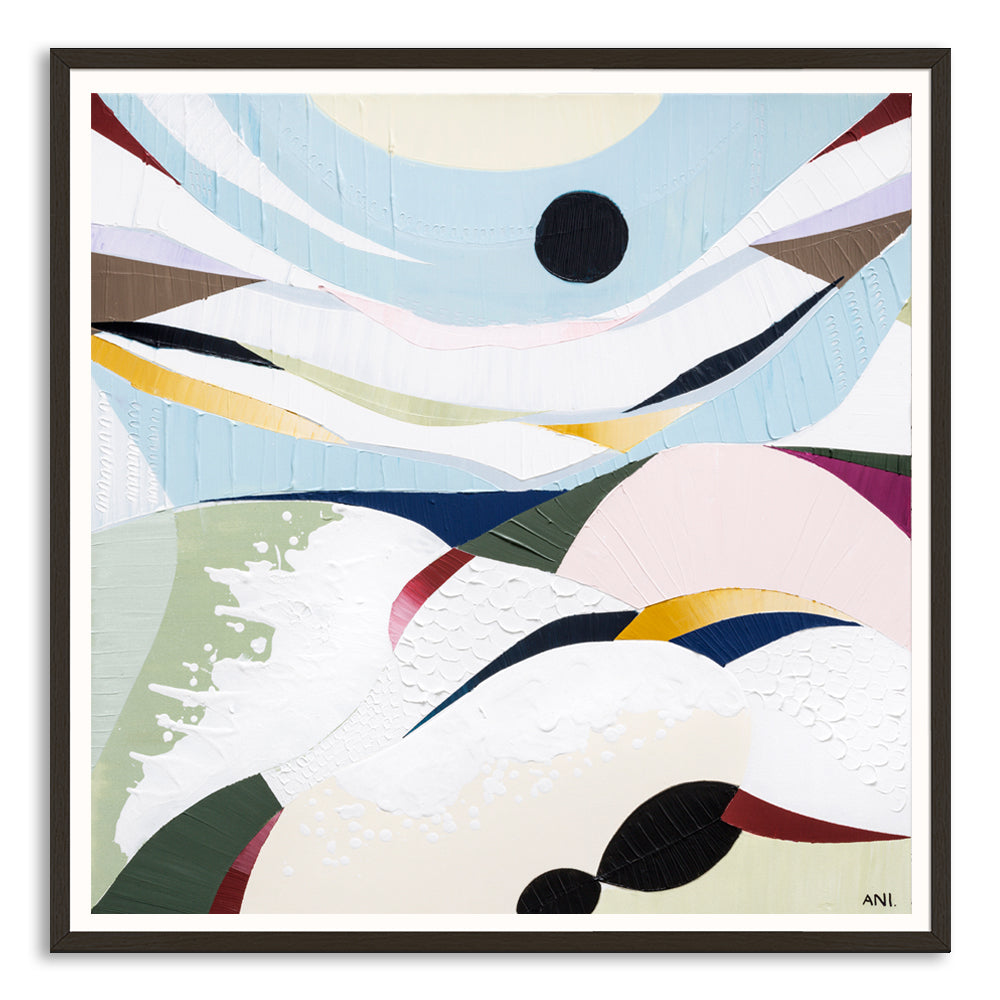 Rip Curl Bells Beach print by Melbourne artist Ani Ipradjian. Inspired by Australia’s world-famous surf beach, this artwork features layered textures, ocean blues, and dynamic wave movement. A perfect piece of coastal wall art for art collectors, surf enthusiasts, and interior designers, with free shipping Australia-wide and worldwide delivery available.
