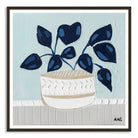 Blue Monstera botanical wall art print by Melbourne artist Ani Ipradjian, featuring an abstract monstera leaf in calming blue tones symbolising growth, good luck, freedom, and creativity. Contemporary Australian plant-inspired artwork ideal for modern interiors, home offices, and nature-inspired décor.