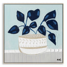Blue Monstera botanical wall art print by Melbourne artist Ani Ipradjian, featuring an abstract monstera leaf in calming blue tones symbolising growth, good luck, freedom, and creativity. Contemporary Australian plant-inspired artwork ideal for modern interiors, home offices, and nature-inspired décor.
