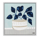 Blue Monstera botanical wall art print by Melbourne artist Ani Ipradjian, featuring an abstract monstera leaf in calming blue tones symbolising growth, good luck, freedom, and creativity. Contemporary Australian plant-inspired artwork ideal for modern interiors, home offices, and nature-inspired décor.