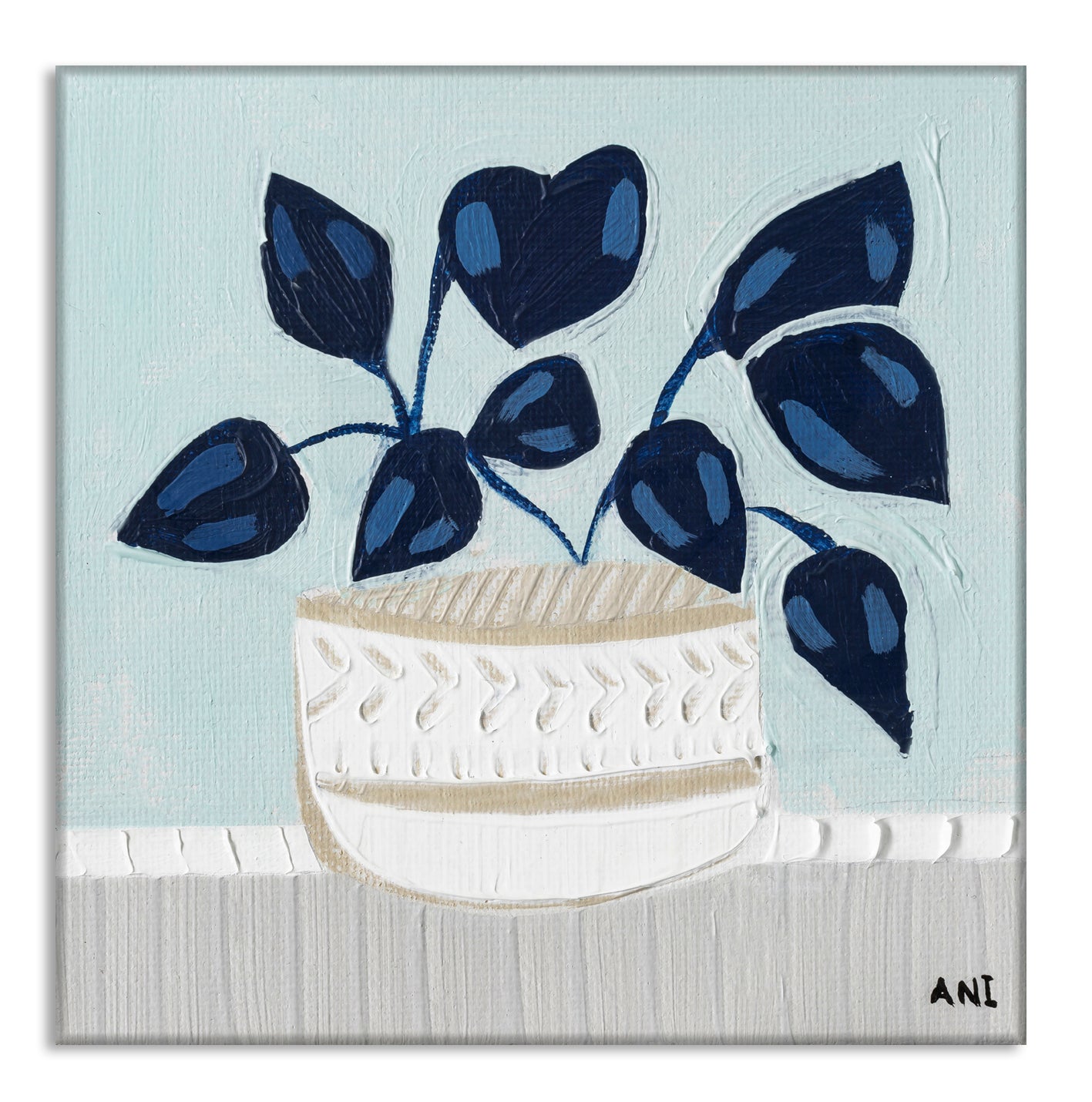 Blue Monstera botanical wall art print by Melbourne artist Ani Ipradjian, featuring an abstract monstera leaf in calming blue tones symbolising growth, good luck, freedom, and creativity. Contemporary Australian plant-inspired artwork ideal for modern interiors, home offices, and nature-inspired décor.