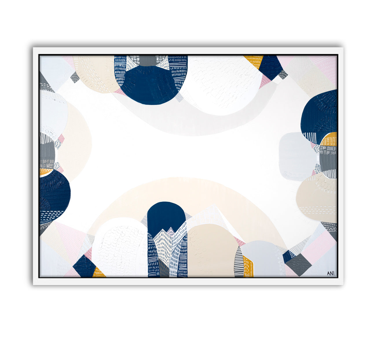 Blue Mountains Spirit – abstract Australian landscape print by Ani Ipradjian featuring soft blue tones and textured layers inspired by the eucalyptus haze and scenic beauty of Sydney’s Blue Mountains.