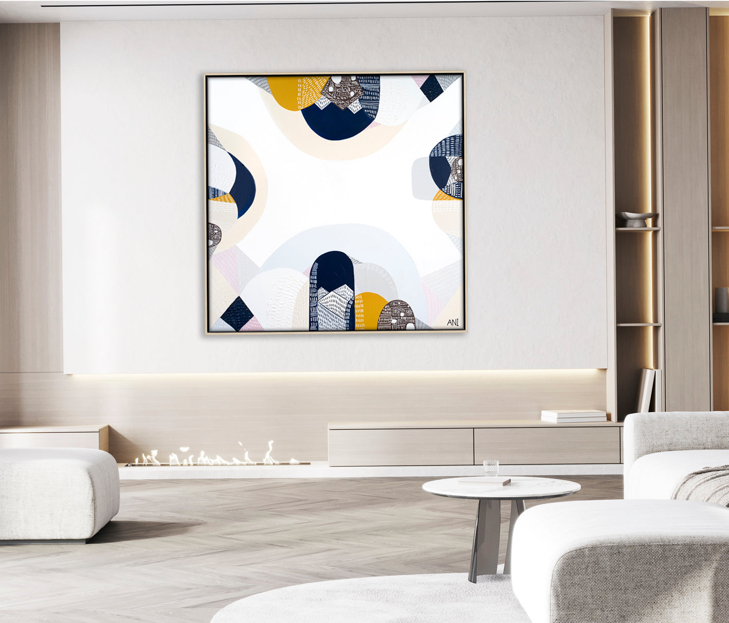 Blue Mountains landscape print by Ani Ipradjian. Abstract Australian artwork inspired by New South Wales’ eucalyptus forests and natural blue haze, perfect for collectors and global art buyers