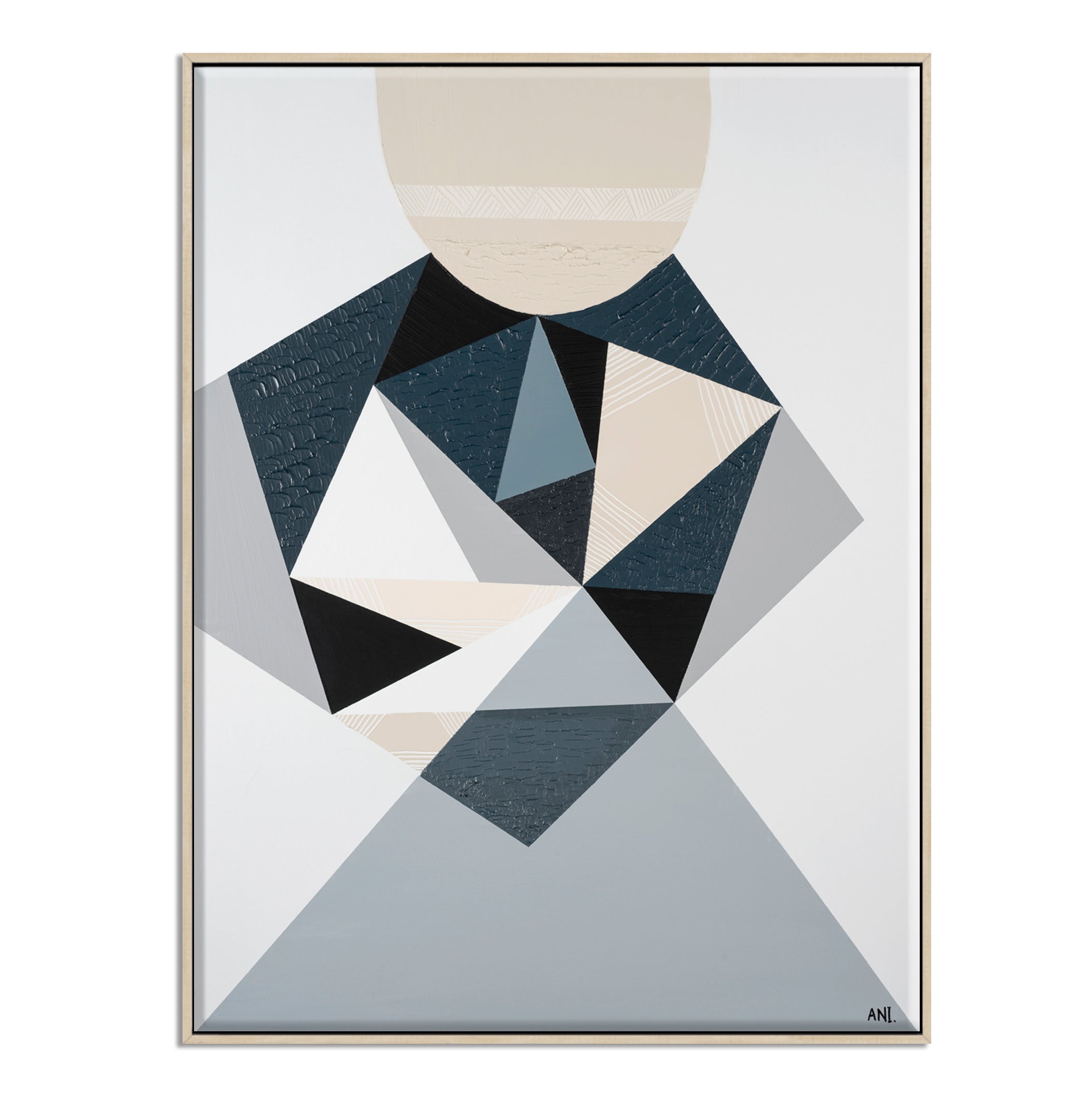 Abstract painting titled 'Bluestone Love' by Australian artist Ani Ipradjian, inspired by the historic bluestone architecture of Melbourne. Features textured blue-grey tones and layered forms symbolising Victoria’s rich Gold Rush heritage and cultural landscape. Ideal for global collectors of Australian abstract art.