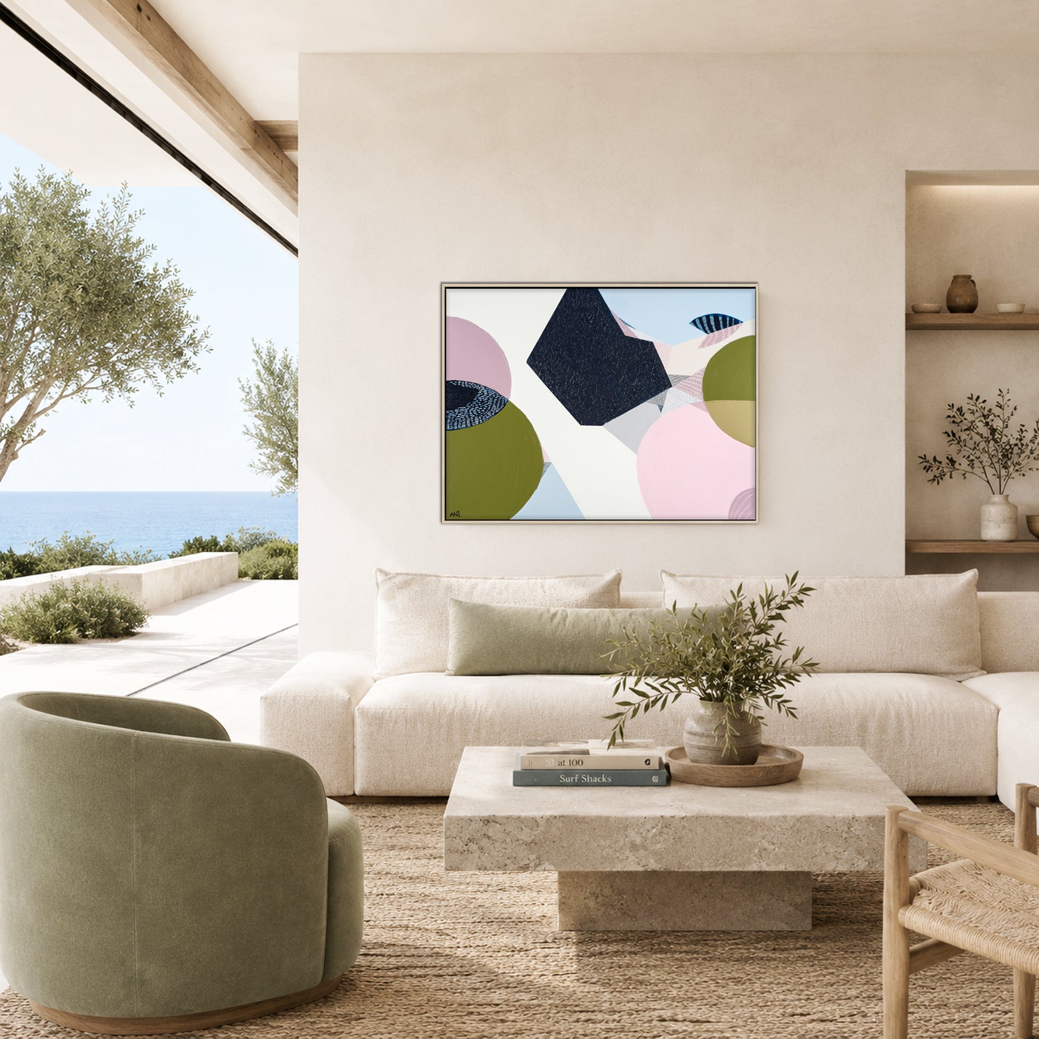 Bondi Love 2 by Ani Ipradjian, original abstract coastal painting inspired by Sydney's iconic Bondi Beach. Featuring textured layers, ocean blues, vibrant greens, and warm coastal tones, this contemporary Australian artwork reflects the energy of Bondi's beaches, parklands, cafés, and restaurants. Created with acrylic and mixed media on canvas, this statement piece celebrates one of Australia's most loved coastal destinations and is perfect for collectors seeking modern Australian coastal art.