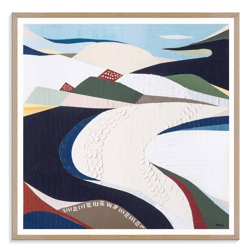 Bondi Beach print by Australian artist Ani Ipradjian, inspired by Sydney’s iconic coastline. Featuring ocean blues, sandy tones, and coastal textures, this artwork captures Bondi’s surf culture, golden sands, and natural beauty. Perfect for art collectors, surf lovers, and interior designers seeking unique Australian coastal wall art with worldwide shipping.