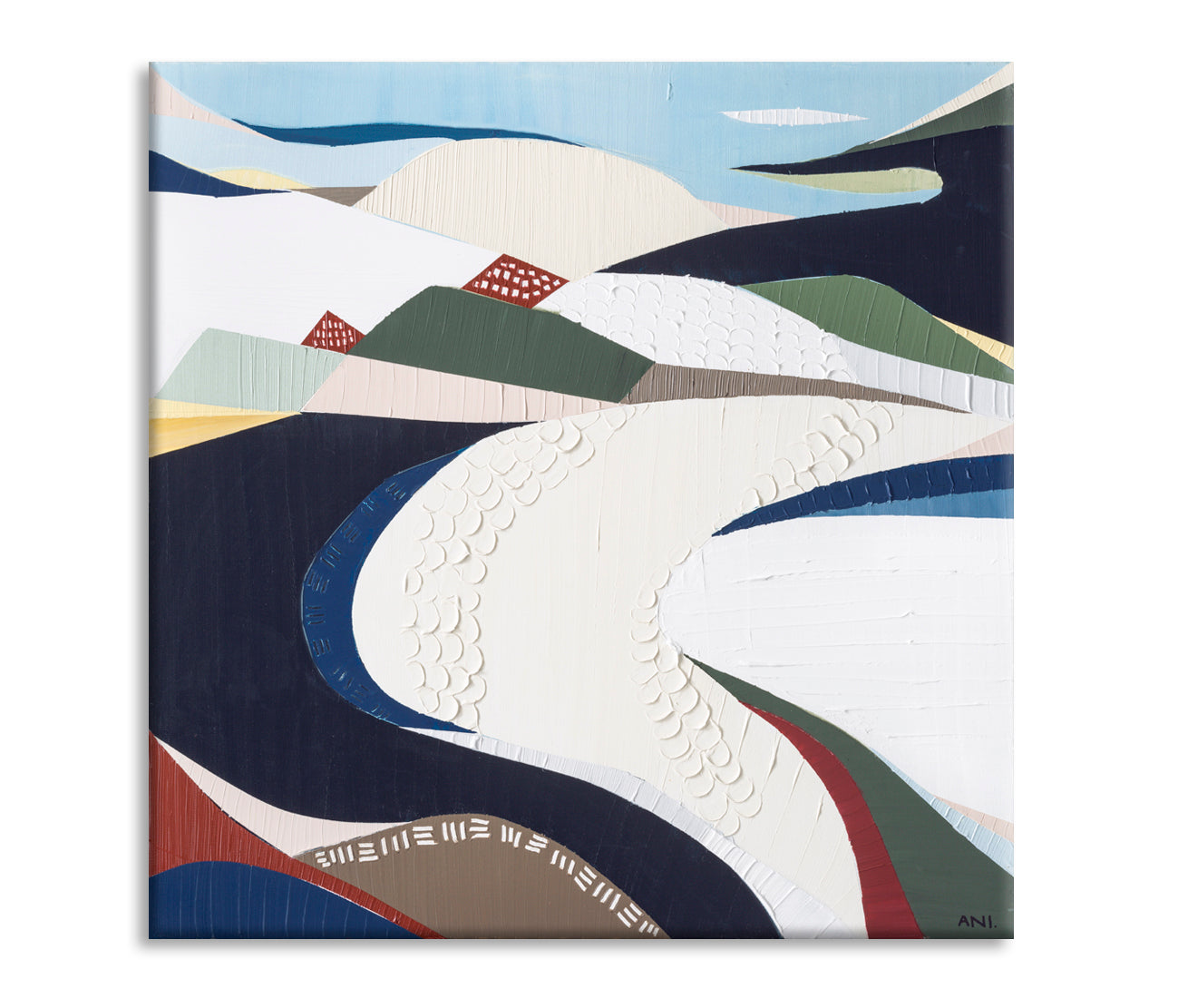 Bondi Beach print by Australian artist Ani Ipradjian, inspired by Sydney’s iconic coastline. Featuring ocean blues, sandy tones, and coastal textures, this artwork captures Bondi’s surf culture, golden sands, and natural beauty. Perfect for art collectors, surf lovers, and interior designers seeking unique Australian coastal wall art with worldwide shipping.