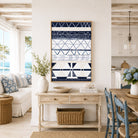 Bondi Waves 2 by Australian artist Ani Ipradjian – abstract coastal painting inspired by Bondi Beach, featuring flowing ocean waves and tribal motifs from Armenian heritage. Contemporary art print, 65cm x 100cm, framed in Tasmanian Oak, black, or white. Ideal for collectors of modern Australian art worldwide.