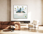 Banksia Botanicals abstract Australian botanical artwork featuring the iconic Banksia flower, textured contemporary wall art with soft blues, earthy greens, and pink tones inspired by native Australian flora. Perfect for art collectors, interior designers, and lovers of Australian botanical paintings and prints seeking modern nature-inspired décor.