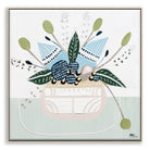 Banksia Botanicals abstract Australian botanical artwork featuring the iconic Banksia flower, textured contemporary wall art with soft blues, earthy greens, and pink tones inspired by native Australian flora. Perfect for art collectors, interior designers, and lovers of Australian botanical paintings and prints seeking modern nature-inspired décor.