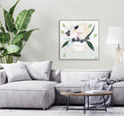 Banksia Botanicals abstract Australian botanical artwork featuring the iconic Banksia flower, textured contemporary wall art with soft blues, earthy greens, and pink tones inspired by native Australian flora. Perfect for art collectors, interior designers, and lovers of Australian botanical paintings and prints seeking modern nature-inspired décor.