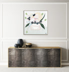 Banksia Botanicals abstract Australian botanical artwork featuring the iconic Banksia flower, textured contemporary wall art with soft blues, earthy greens, and pink tones inspired by native Australian flora. Perfect for art collectors, interior designers, and lovers of Australian botanical paintings and prints seeking modern nature-inspired décor.