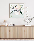Banksia Botanicals abstract Australian botanical artwork featuring the iconic Banksia flower, textured contemporary wall art with soft blues, earthy greens, and pink tones inspired by native Australian flora. Perfect for art collectors, interior designers, and lovers of Australian botanical paintings and prints seeking modern nature-inspired décor.
