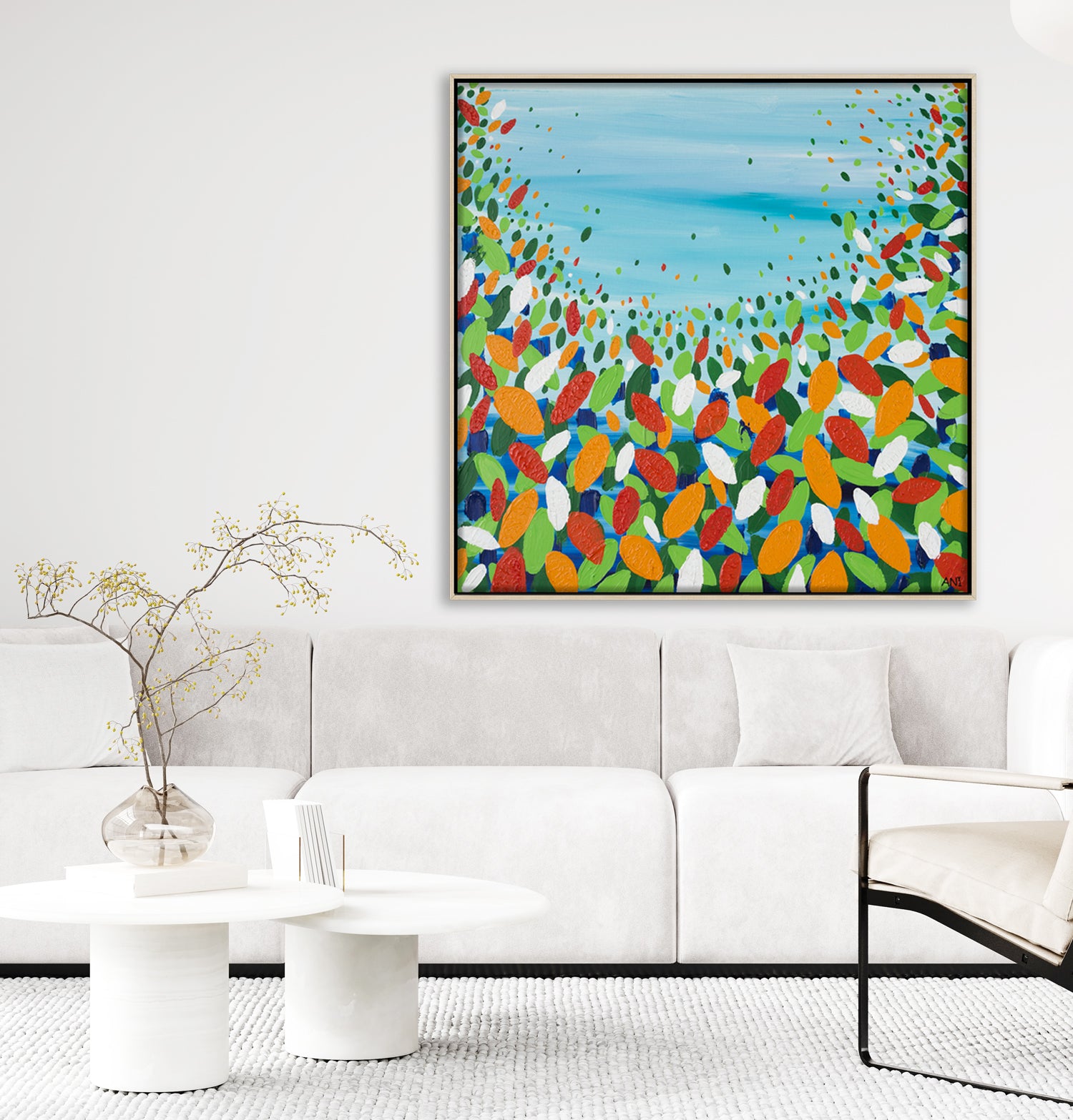 "Chakra Leaves" – Original abstract energy painting by Australian artist Ani Ipradjian, inspired by nature, healing chakras, and Australia’s earthy landscape, featuring organic forms and grounding tones.