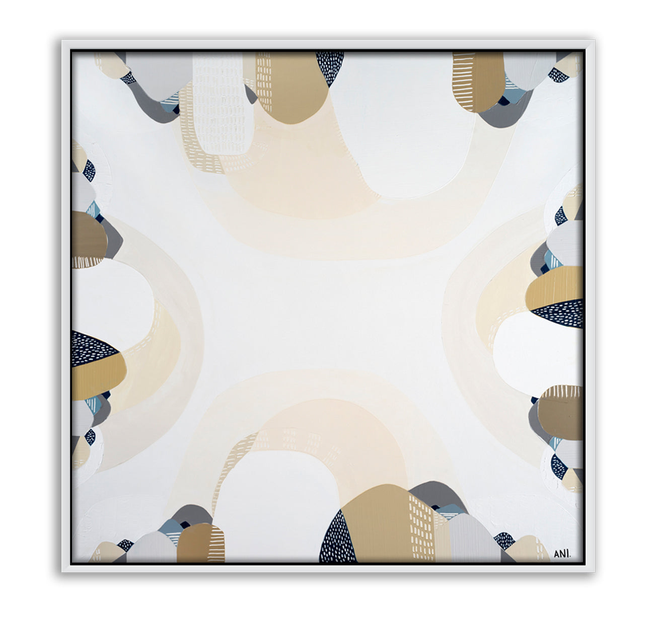 “Coastal Australia abstract coastal art print by Ani Ipradjian – beige, blue and teal geometric beach-inspired artwork for modern interiors”