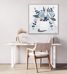  Original floral painting titled "Coastal Banksia" by Melbourne-based artist Ani Ipradjian, showcasing Australia's native Banksia flower in a coastal-inspired palette of blues, neutrals, and greens.