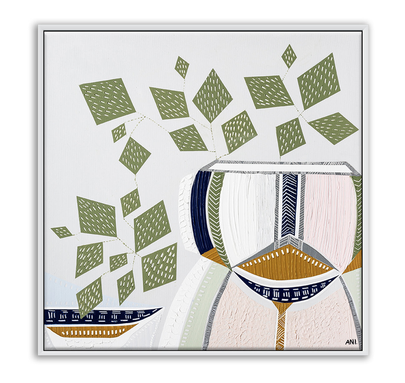 "Devils Ivy 2 botanical art print by Ani Ipradjian. Contemporary Australian plant-inspired print featuring the lucky money plant. Ideal for modern interiors and international art collectors seeking Australian botanical wall art."