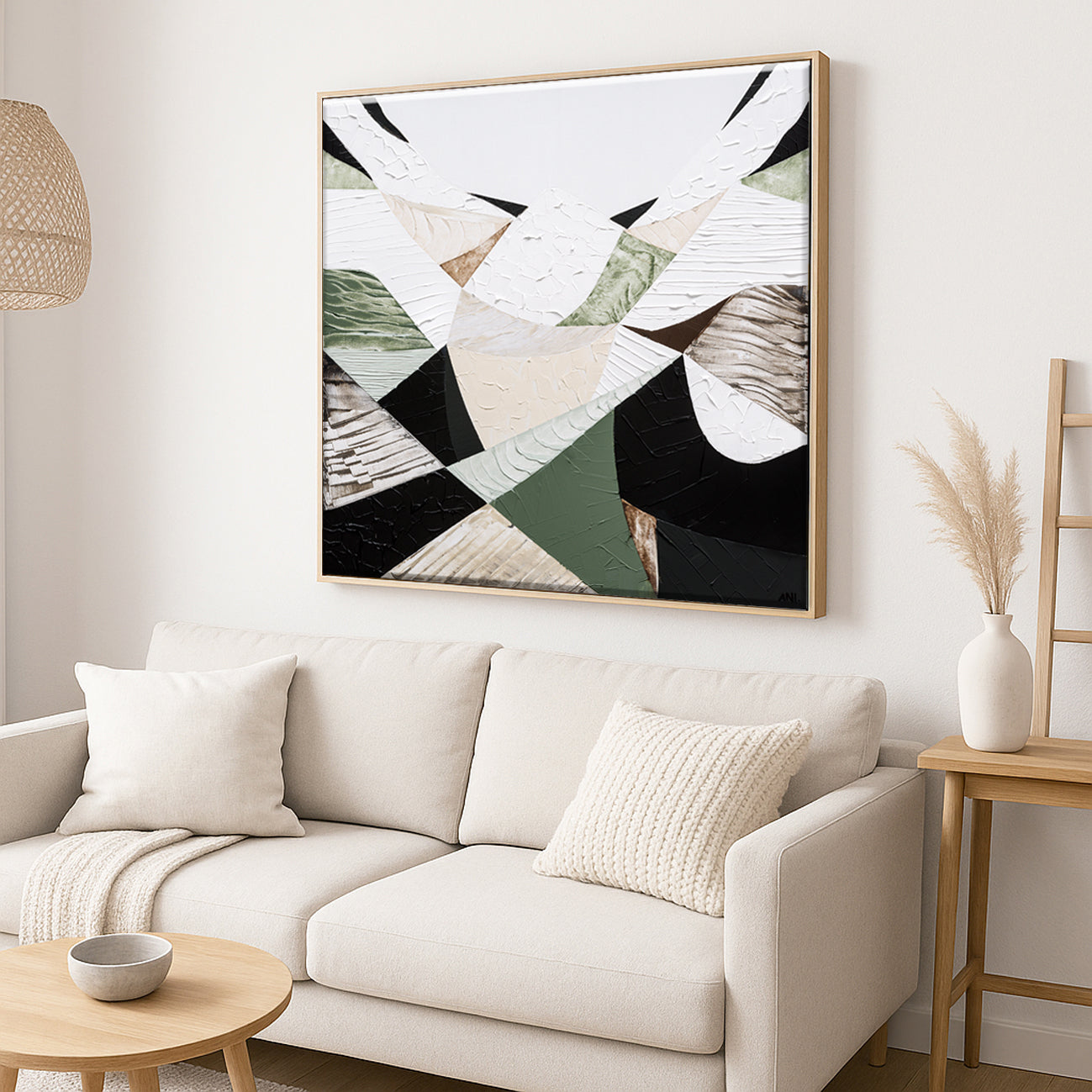 Eastern Ranges – Original Australian Mountain Landscape Painting by Melbourne artist Ani Ipradjian. Abstract interpretation of the Great Dividing Range, spanning Queensland, New South Wales, and Victoria. Featuring earthy browns, sage greens, and textured brushwork, this 80cm x 80cm canvas celebrates Australia’s native bushland, rugged terrain, and natural history. Framed in Tasmanian Oak, Black, or White. Free shipping Australia-wide with international shipping available. Ideal for art collectors, interior