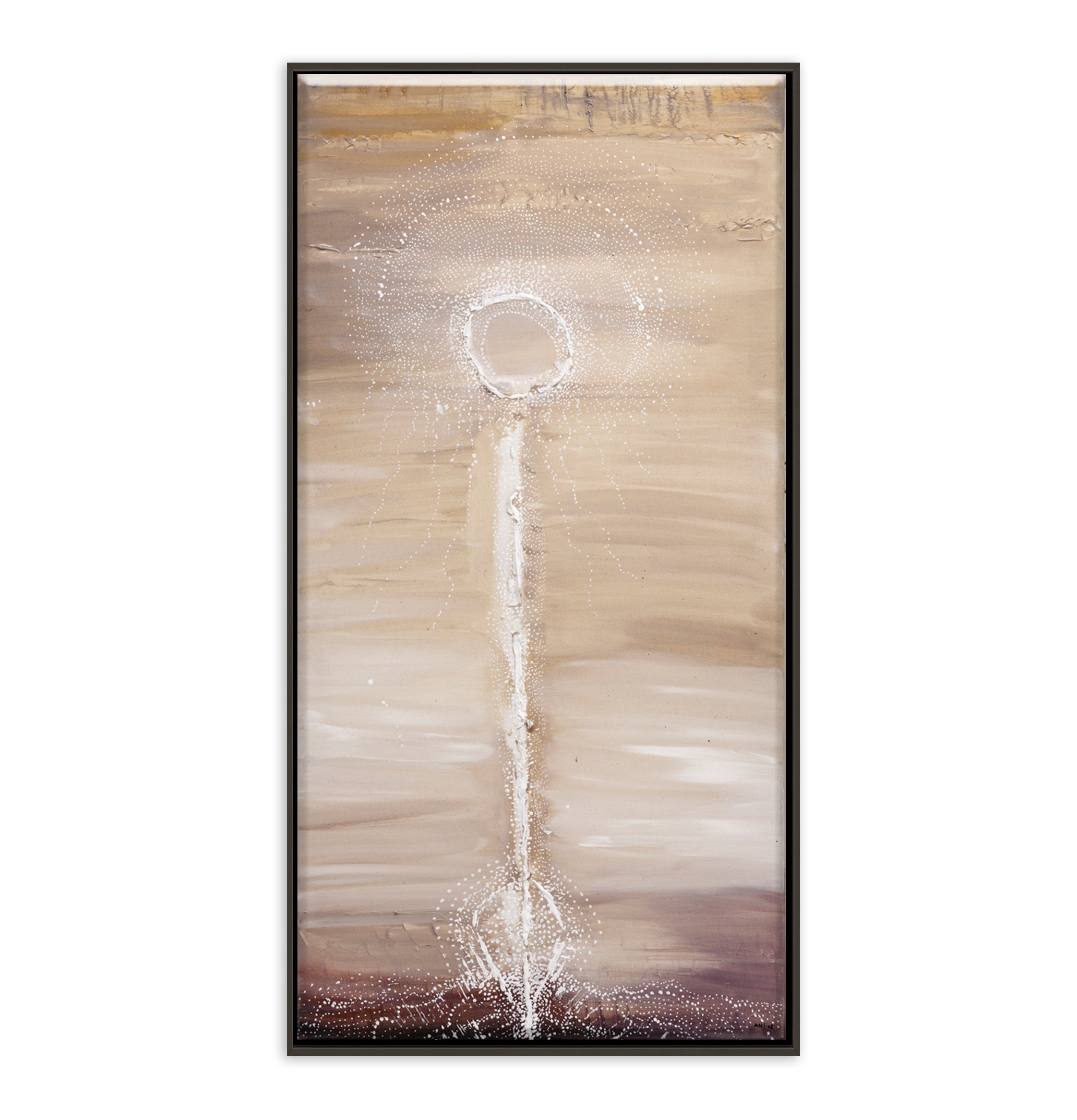 Wish – Original abstract painting by Australian artist Ani Ipradjian, inspired by childhood memories and the symbolic beauty of dandelion seeds floating through the air with hope and intention.
