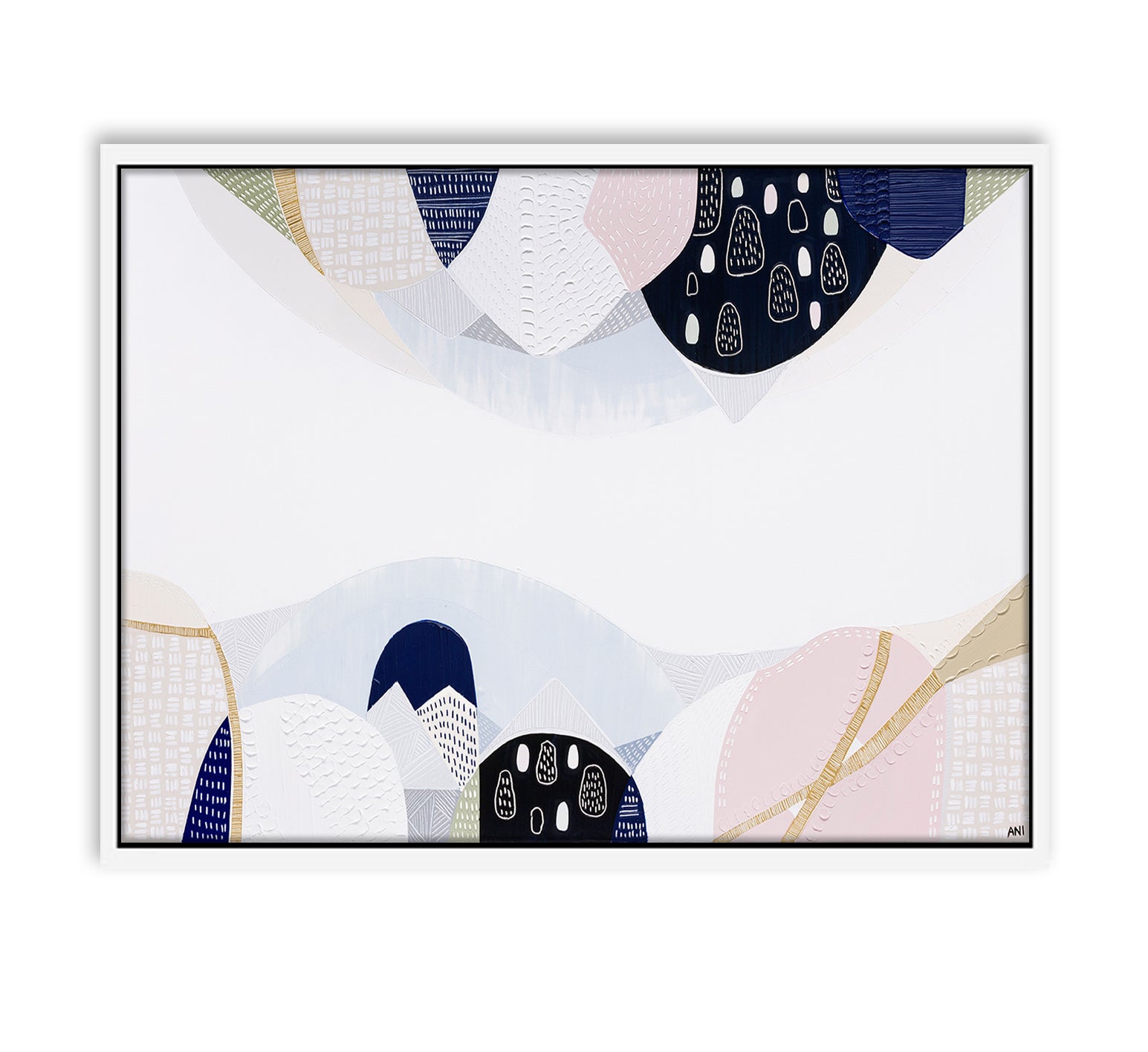 Abstract cityscape print inspired by Melbourne's urban structure, featuring layered textures, natural tones, and references to historic bluestone architecture from the 1850s. Captures the balance of nature and city life in modern Australian design.