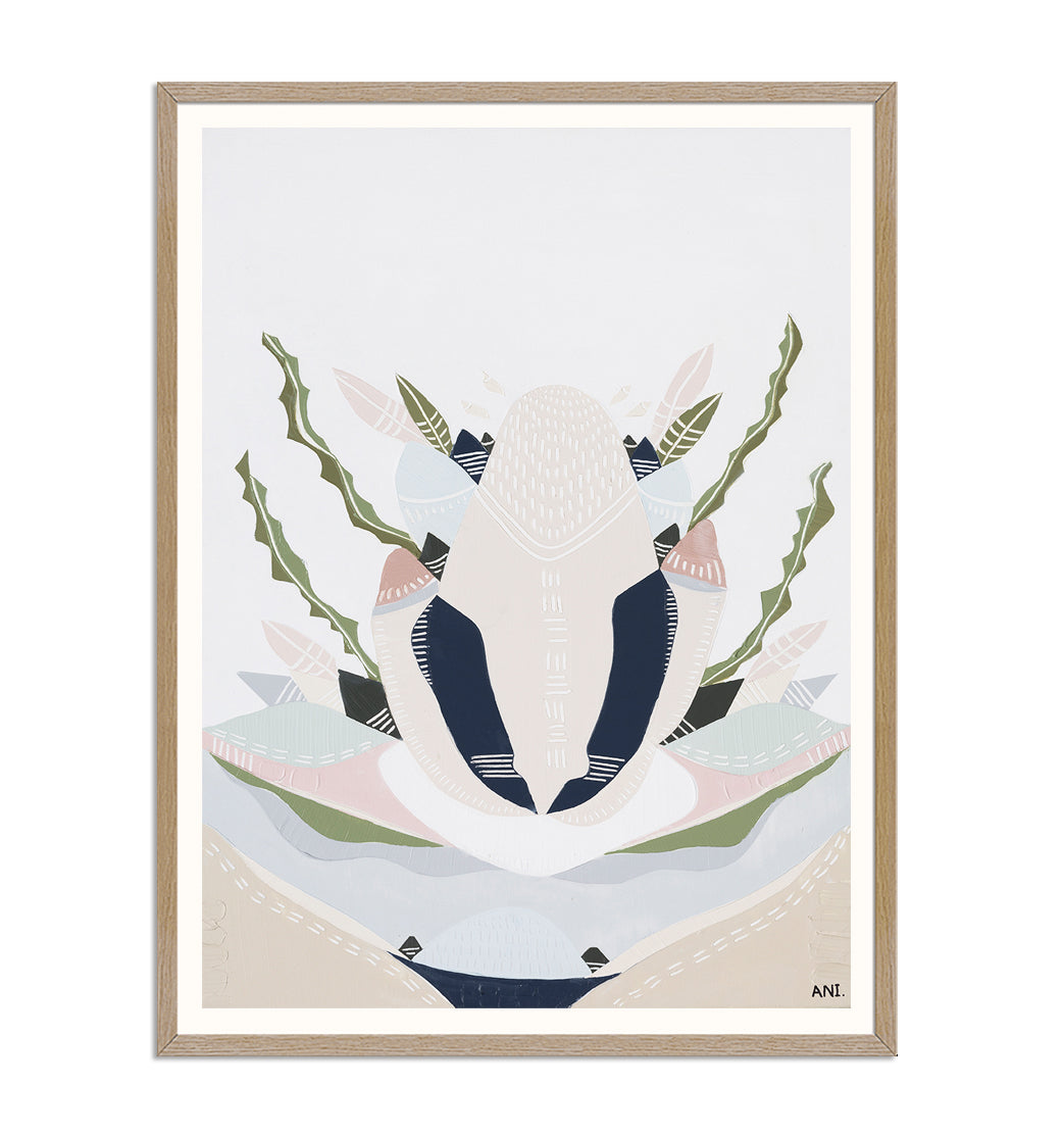 Banksia by the Sea 2 print by Ani Ipradjian – abstract floral artwork inspired by coastal Banksia trees and native plants on Australia’s Mornington Peninsula, featuring earthy textures and botanical forms.