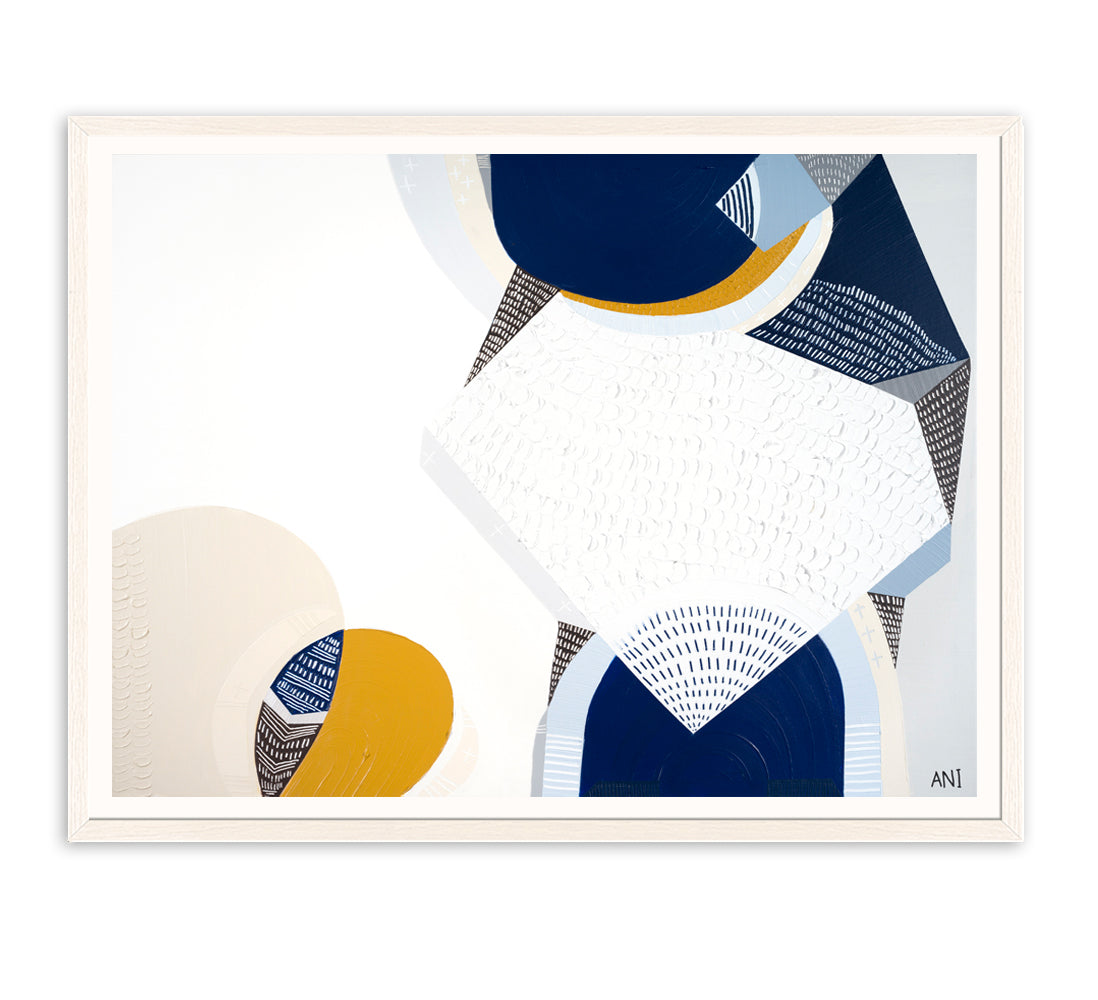 Abstract coastal painting of the 12 Apostles along the Great Ocean Road under a starry night sky, inspired by the Milky Way. Features deep blues, earthy tones, and textured brushwork. Created by Melbourne-based artist Ani Ipradjian to capture the beauty of Australia's natural coastal landmarks.