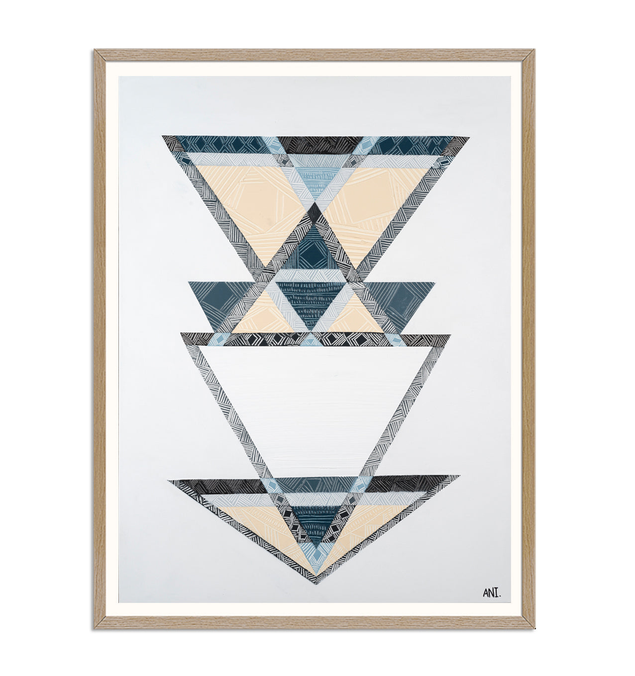 FUTURE print by Ani Ipradjian – abstract artwork representing past, present, and future. Part of the Future Life Love collection. Spiritual Australian art with triangle symbolism and nature-inspired tones.