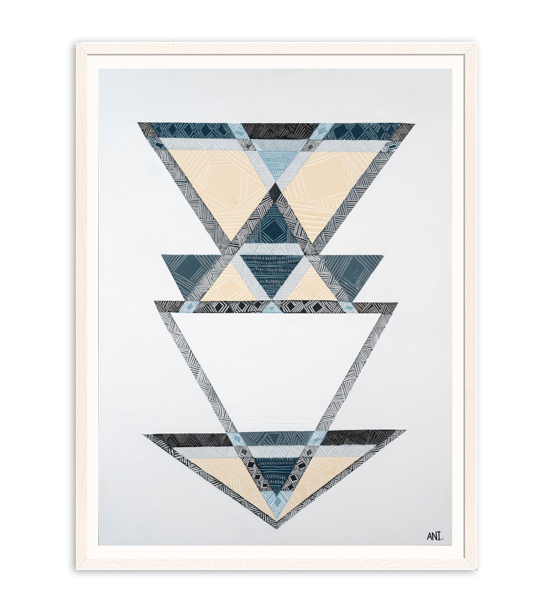 FUTURE print by Ani Ipradjian – abstract artwork representing past, present, and future. Part of the Future Life Love collection. Spiritual Australian art with triangle symbolism and nature-inspired tones.