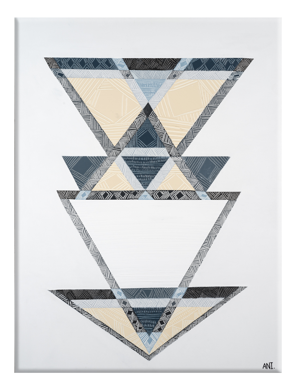 FUTURE print by Ani Ipradjian – abstract artwork representing past, present, and future. Part of the Future Life Love collection. Spiritual Australian art with triangle symbolism and nature-inspired tones.