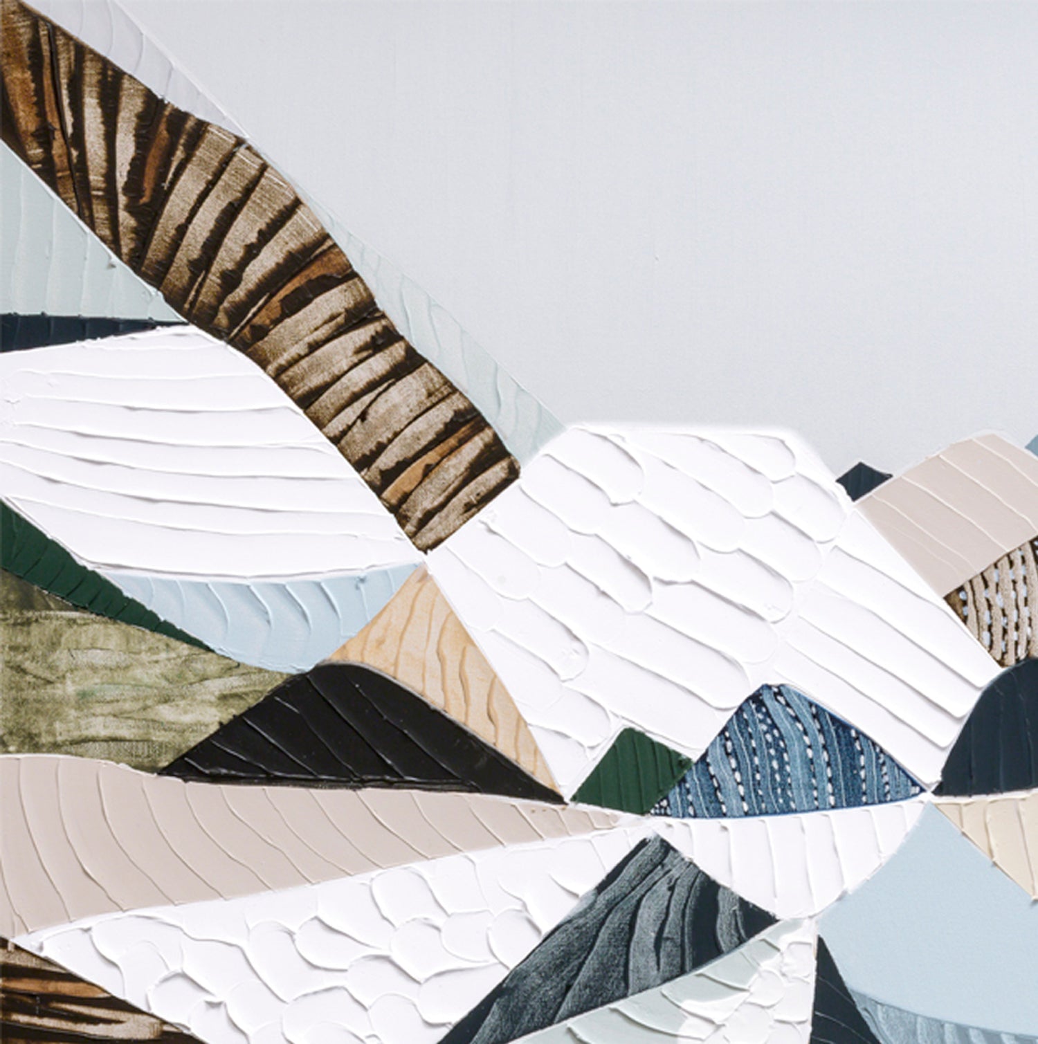 Great Dividing Plateau 14 Australian abstract mountain landscape painting and art print by Melbourne-based, Australian-based artist Ani Ipradjian, inspired by the Great Dividing Range, featuring earthy browns, sage greens, rich textures and native Australian bushland.