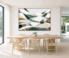 Great Dividing Ranges original Australian mountain landscape painting by Melbourne-based Australian artist Ani Ipradjian, textured acrylic and mixed media canvas artwork in earthy browns and sage greens, framed in Tasmanian Oak, with Australian wall art, canvas prints and giclée fine art prints available.