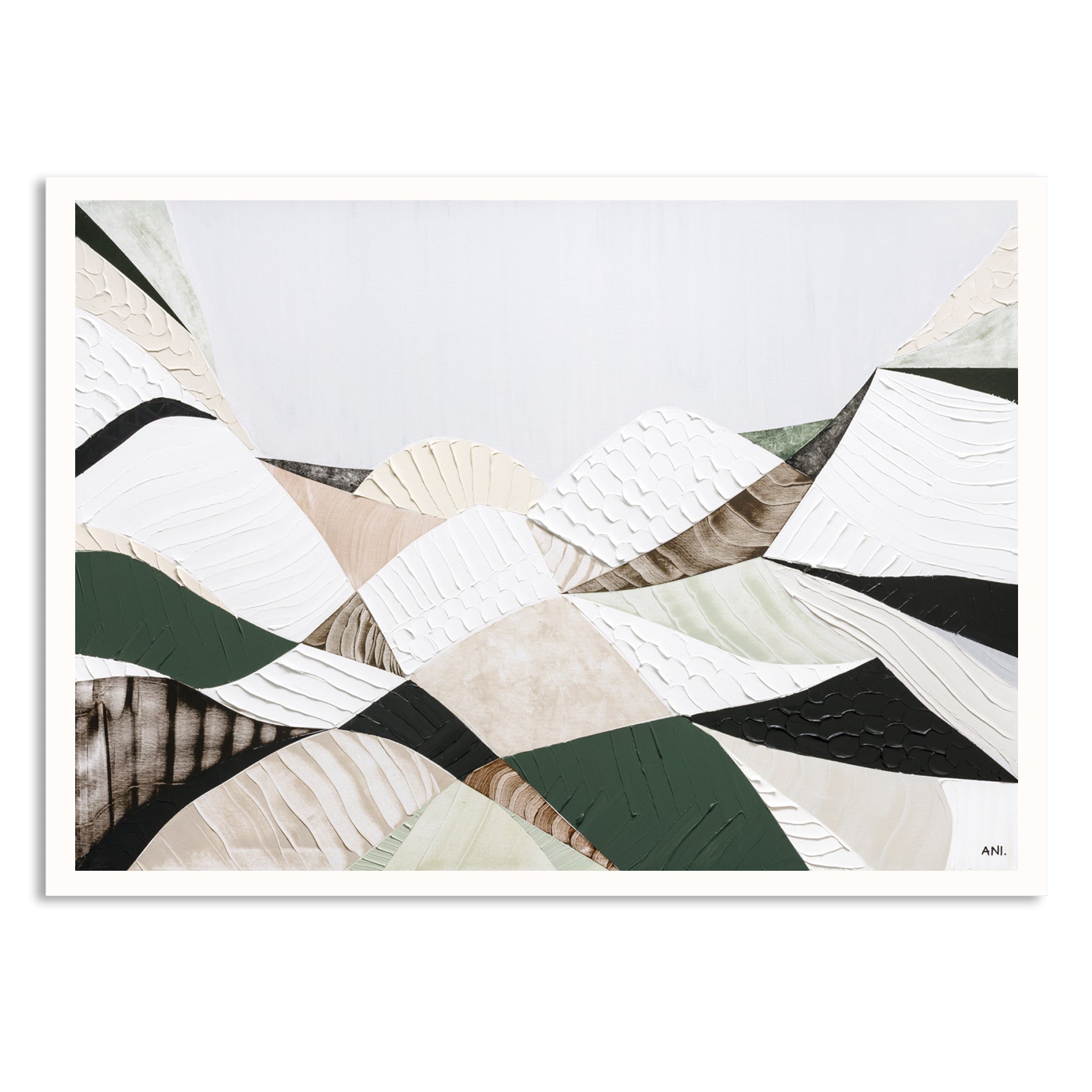 Great Dividing Range abstract landscape print Australian mountain wall art, modern textured artwork with earthy tones and green hues, scenic Australian bushland decor for home office interior design Australia