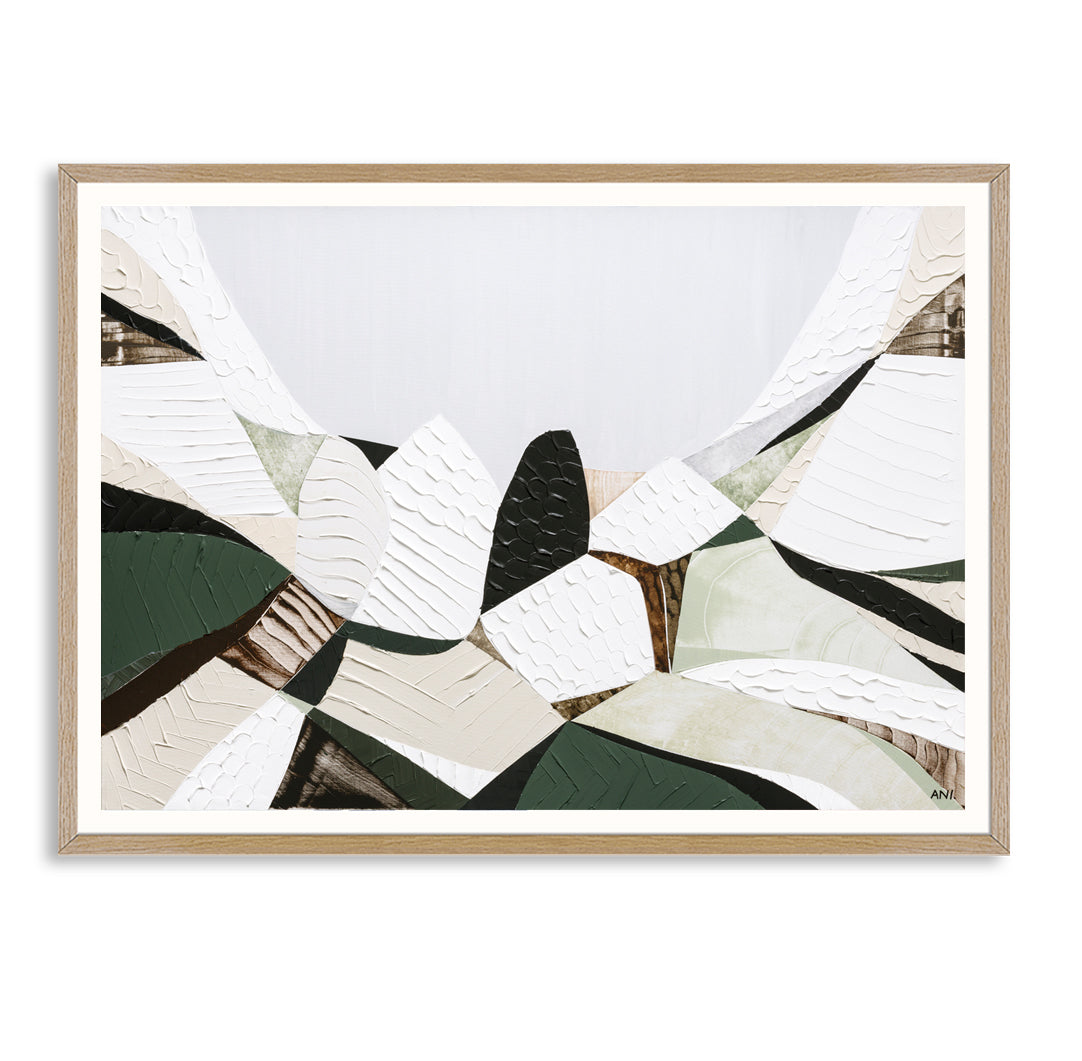 Great Dividing Mountain Ranges abstract landscape print Australian mountain wall art, modern contemporary decor with earthy tones green hues and textured design inspired by iconic Australian bushland and scenic terrain