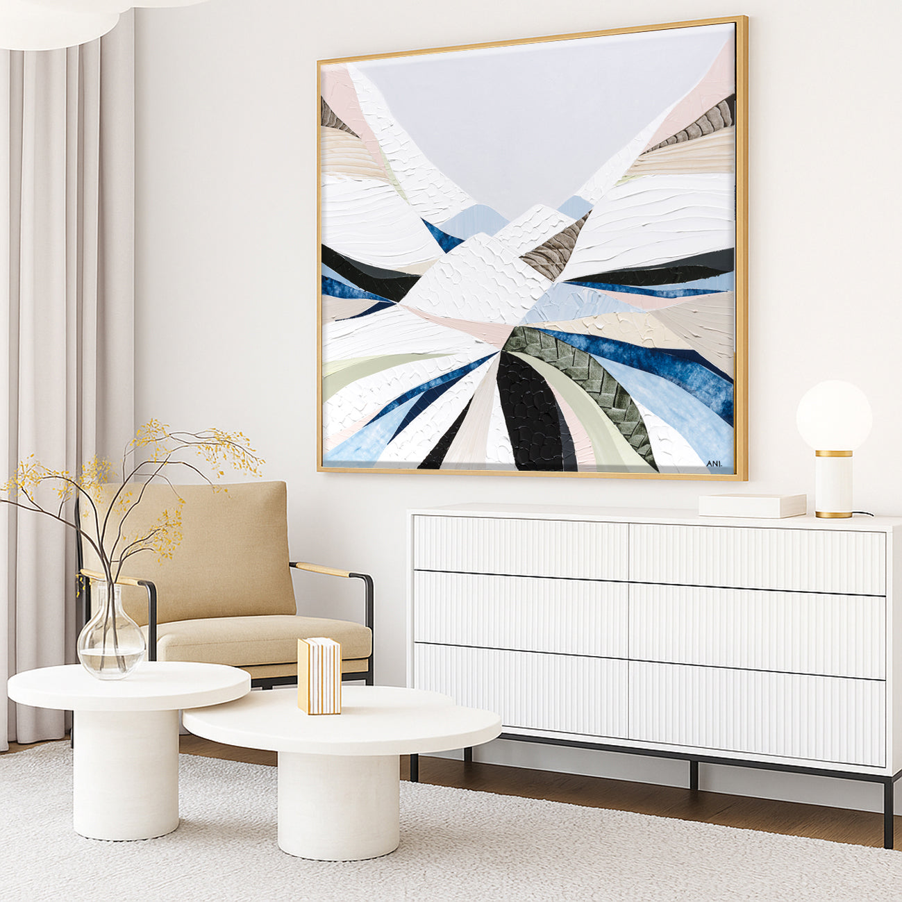 Great Dividing Plateau 4 abstract Australian mountain landscape artwork by Melbourne artist Ani Ipradjian, inspired by the Great Dividing Range, featuring earthy tones, layered textures, and native bushland, contemporary Australian art for collectors and interiors worldwide