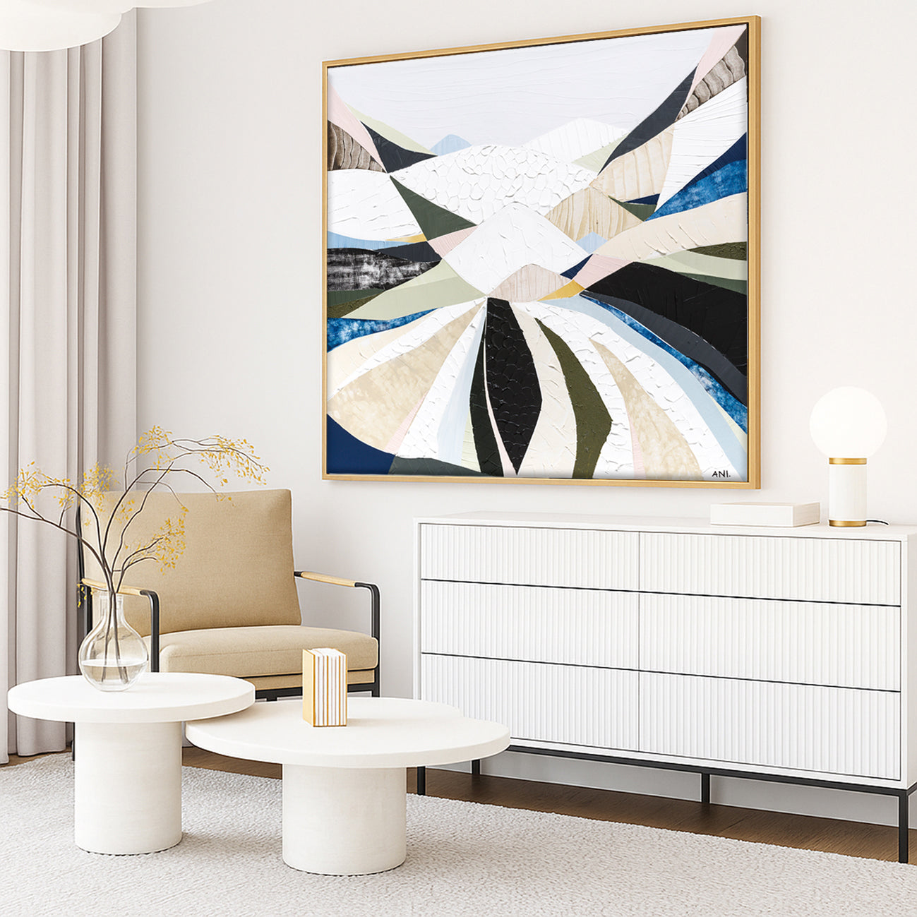 Great Dividing Plateau 2 abstract Australian mountain landscape artwork by Melbourne artist Ani Ipradjian, inspired by the Great Dividing Range, featuring earthy tones, layered textures, and native bushland, contemporary Australian art for collectors and interiors worldwide