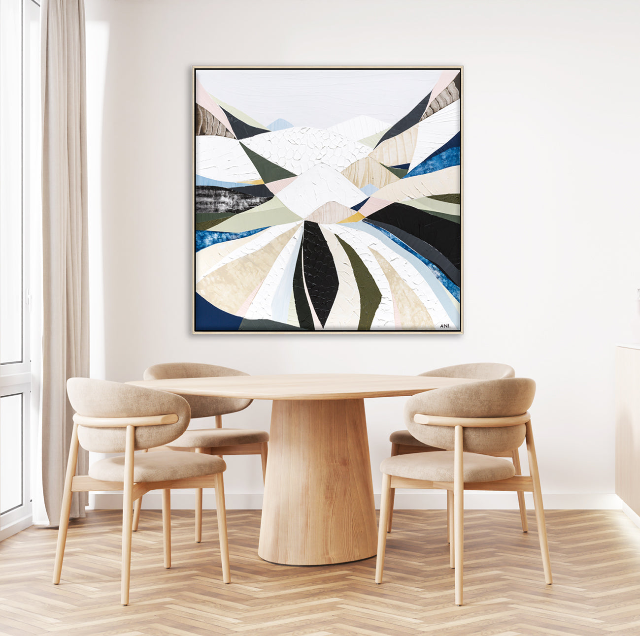 Great Dividing Plateau 2 abstract Australian mountain landscape artwork by Melbourne artist Ani Ipradjian, inspired by the Great Dividing Range, featuring earthy tones, layered textures, and native bushland, contemporary Australian art for collectors and interiors worldwide