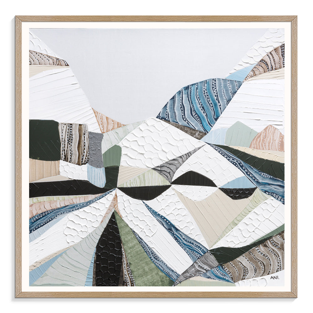 Great Dividing Plateau 6 abstract Australian mountain landscape painting by Melbourne artist Ani Ipradjian, inspired by the Great Dividing Range across Queensland, New South Wales, and Victoria, featuring earthy tones, sage greens, and rich textured layers, contemporary Australian wall art for collectors and interior designers worldwide