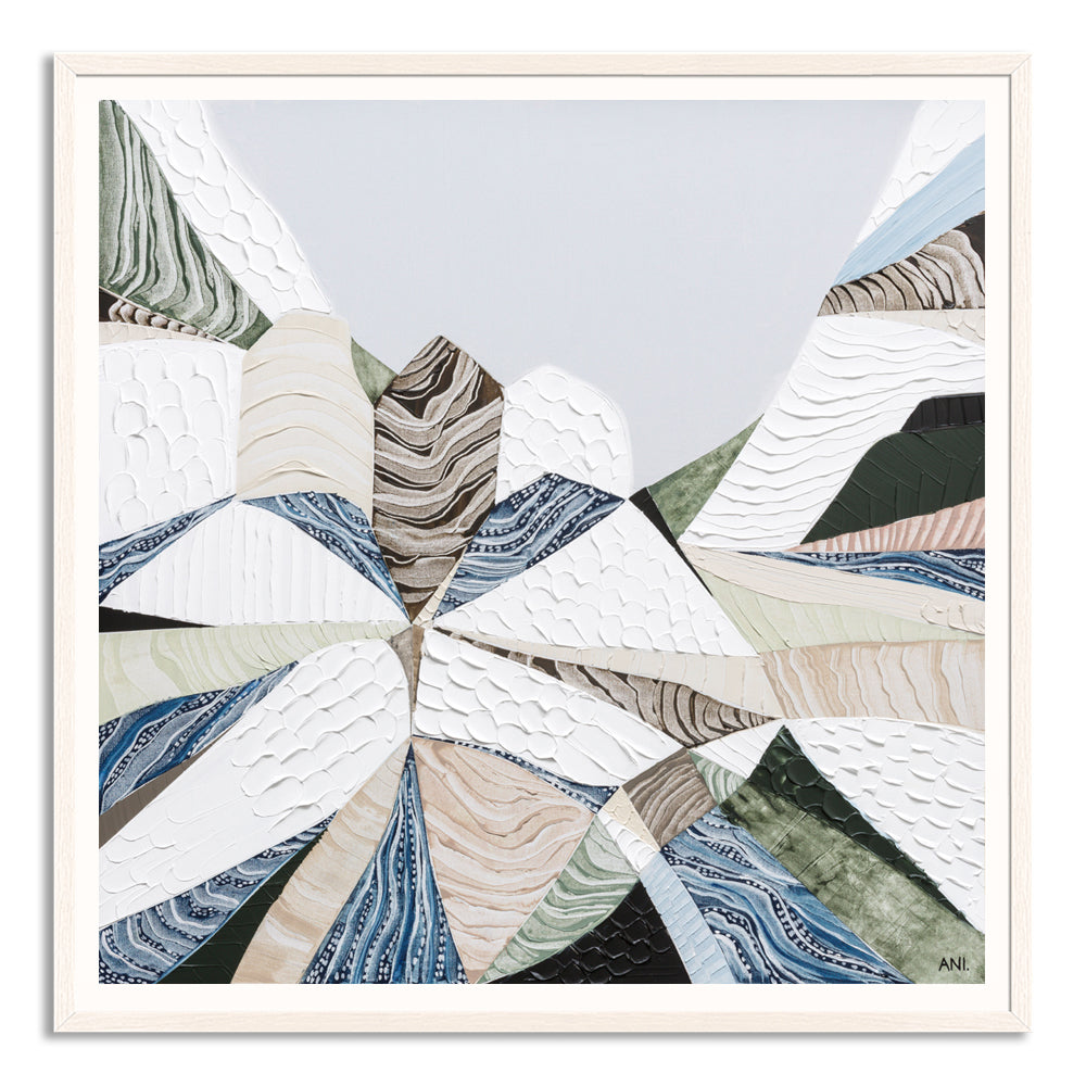 Great Dividing Plateau 7 abstract Australian mountain landscape painting by Melbourne artist Ani Ipradjian, Australian artist inspired by the Great Dividing Range across Queensland, New South Wales, and Victoria, featuring earthy tones, sage greens, and rich textured layers, contemporary Australian wall art for collectors and interior designers worldwide