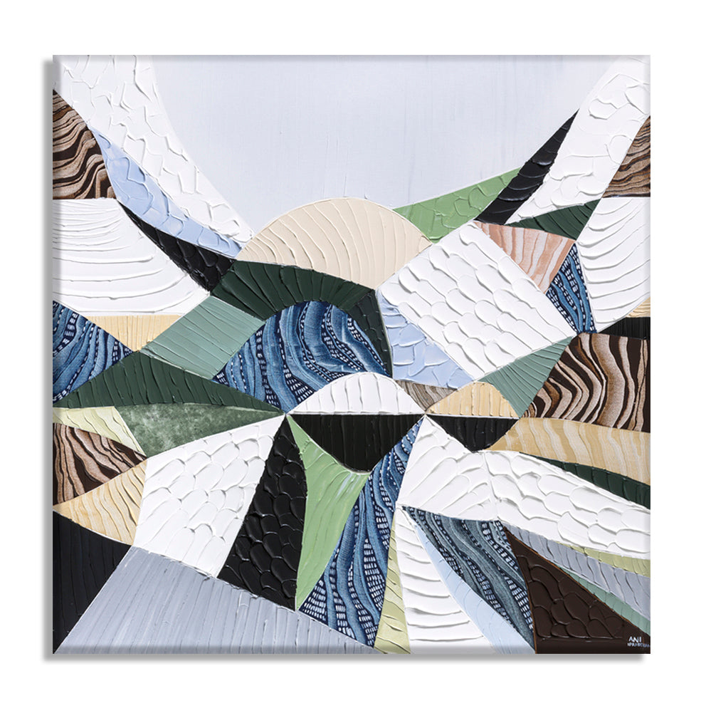 Great Dividing Plateau 11 original abstract Australian landscape painting by Melbourne-based Australian artist Ani Ipradjian, inspired by the Great Dividing Range with textured earthy browns, sage greens and native bushland tones, framed in Tasmanian Oak.