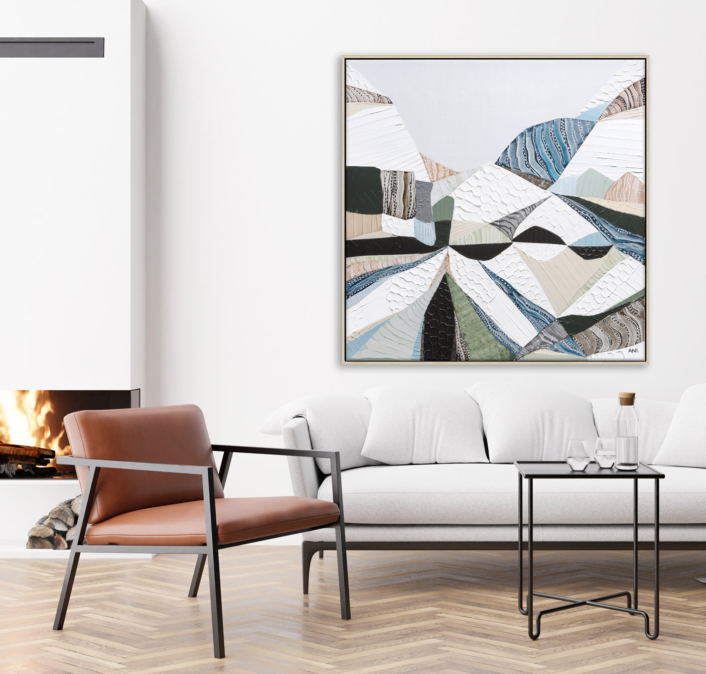 Great Dividing Plateau 6 abstract Australian mountain landscape painting by Melbourne artist Ani Ipradjian, inspired by the Great Dividing Range across Queensland, New South Wales, and Victoria, featuring earthy tones, sage greens, and rich textured layers, contemporary Australian wall art for collectors and interior designers worldwide